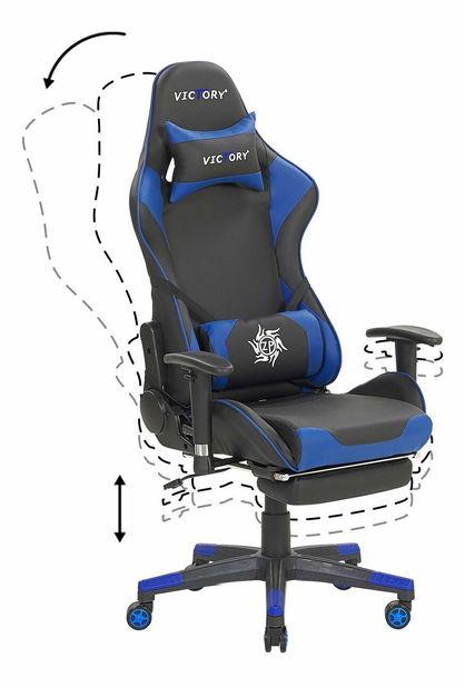 Kancelárska stolička VITTORE (syntetická koža) (čierna + modrá)