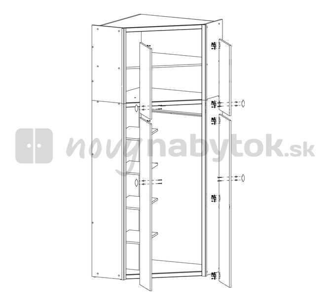 Rohová šatníková skriňa BRW BORYS szafa naroznikowa 