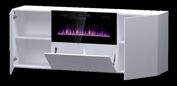 Komód kandallóval Pallea (fehér)