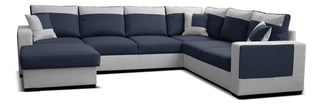Rohová sedačka U Mega L+2F+A+2 (modrá + sivá) (L)