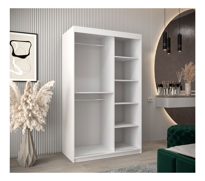 Ormar za garderobu 120 cm Toki 2 (bijela mat + bijela mat)