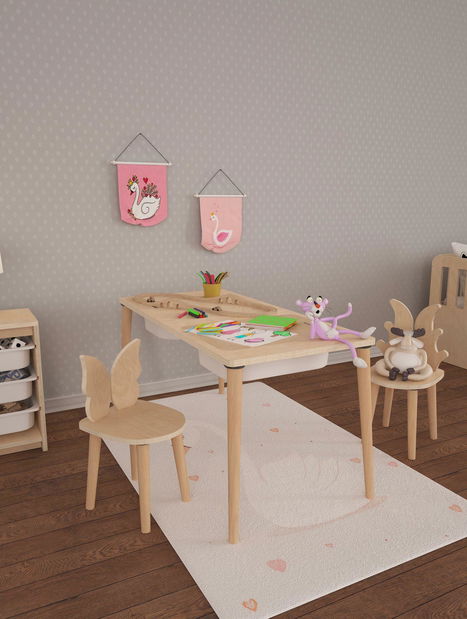 Dječji kreativni stol s 2 stolice Tevenko 1 (breza)