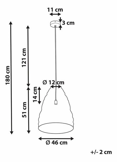 Függesztett lámpa Parza (fekete)