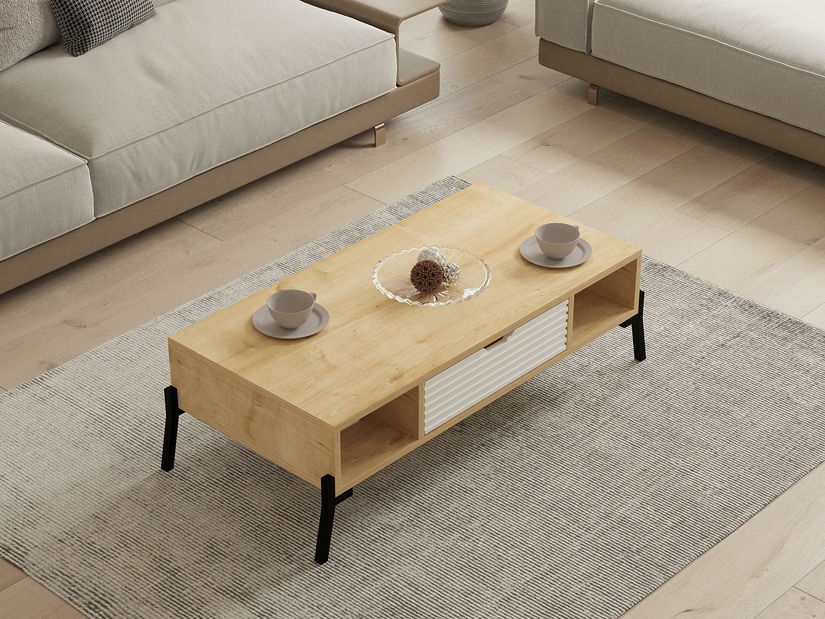 Dohányzóasztal Munibo (zafír tölgy + fehér) 