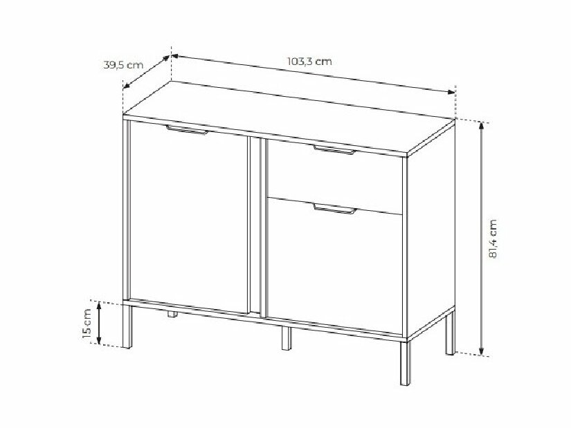 Komód Lyran 2DS (antracit + arany)