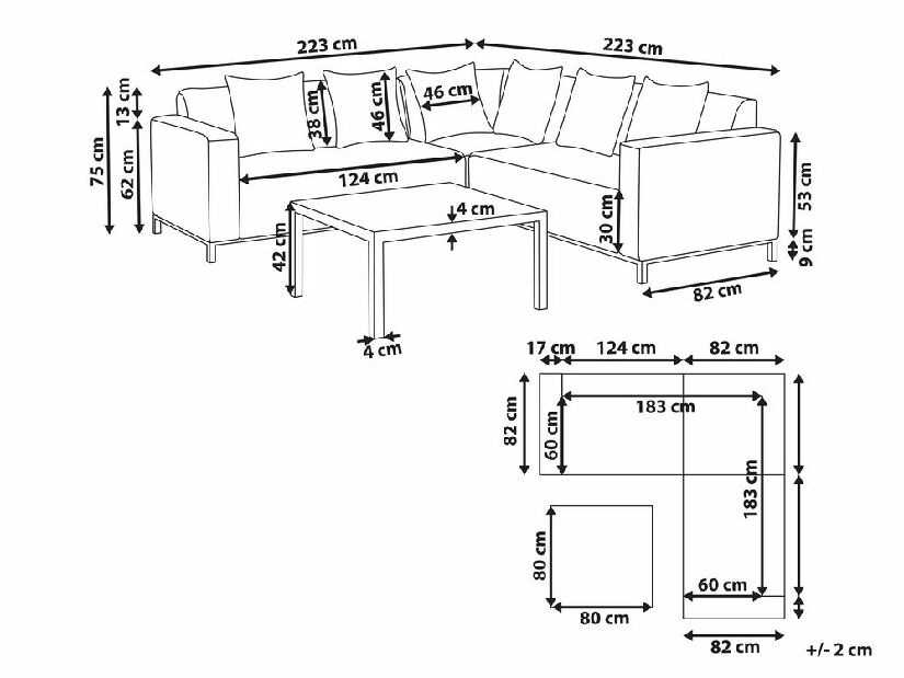 Kutna vrtna sofa Borjo (bež)