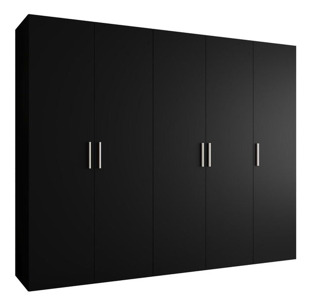 Ruhásszekrény 250 cm Borry 1 (fekete + ezüst)