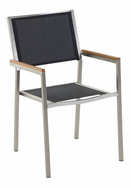 Záhradná jedálenská sada Grosso (grafit) (6 čiernych stoličiek)