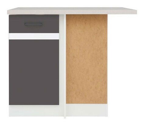 Alsó konyhaszekrény, sarok Julian DNW/100/82/J (Wolfram szürke + Fényes fehér)