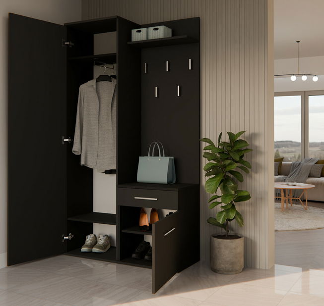 Predsieňová zostava Dialogos 1 (čierna) (so zrkadlom)