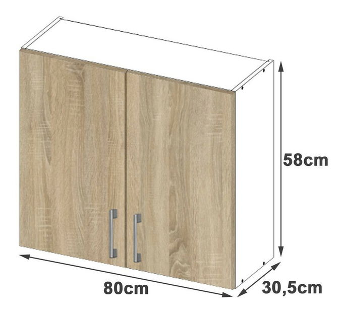 Dulap superior de bucătărie Lula w80 (Alb + stejar sonoma)