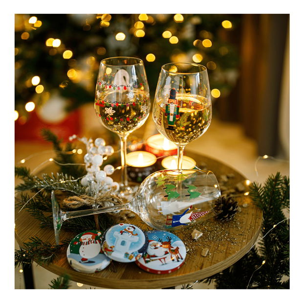 et de 3 pahare de vin 450ml Tipsi trio (motiv de iarnă)