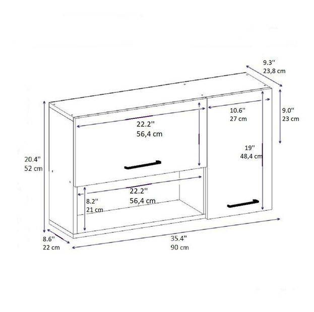 Függesztett szekrény Setelo (fehér) 
