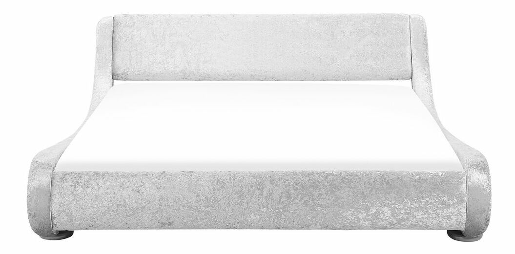 Manželská vodná posteľ 160 cm Anais (zamatová strieborná) (s roštom a matracom)