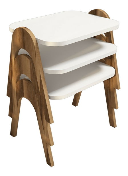 Set stolića za kavu (3 kom.)- Parid (orah + bijela)