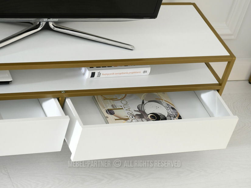 TV asztal/szekrény Soren Rtv (fehér fa + arany)