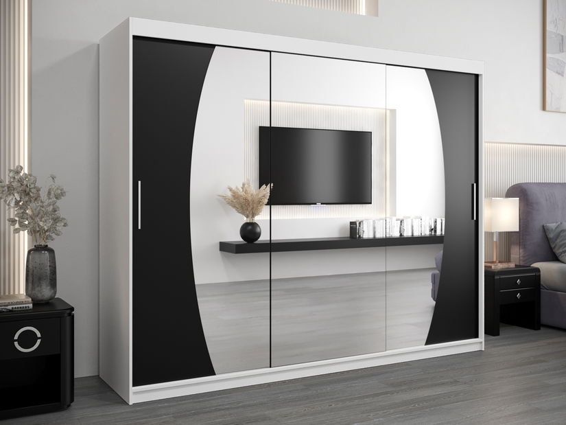 Ormar za garderobu 250 cm Eclipse (bijela mat + crna mat)