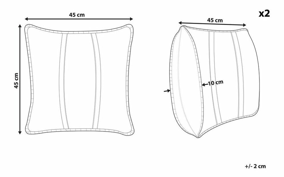 Set 2 buc. pernă 45x45 cm KALLA (alb)