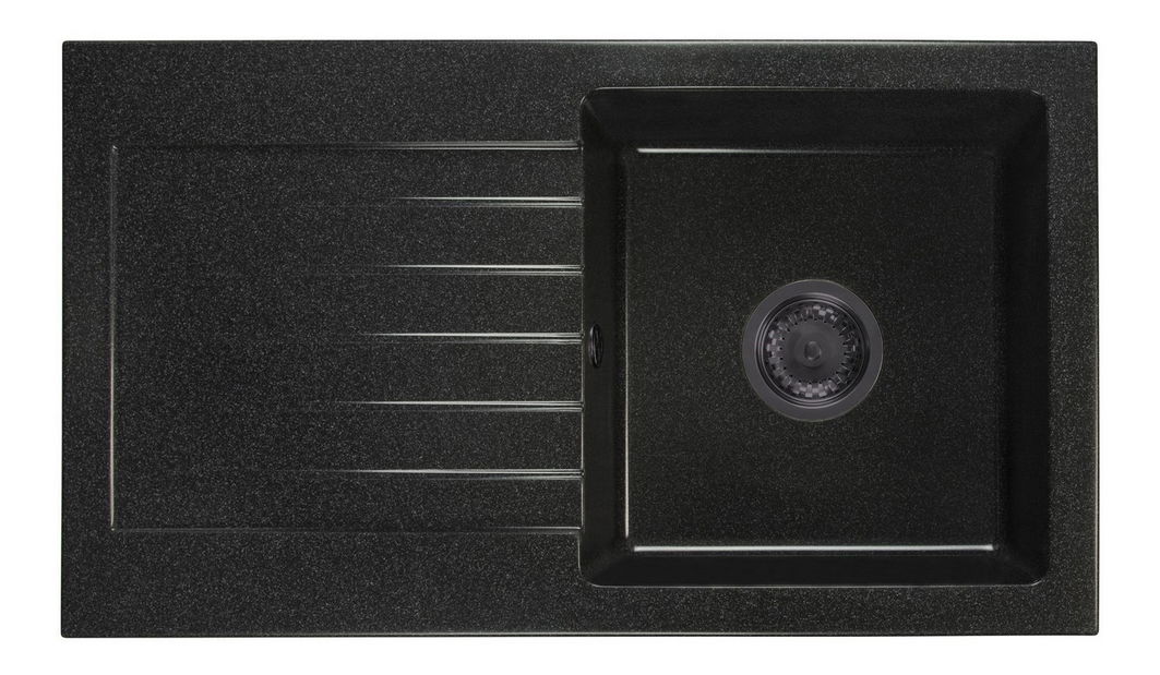 Chiuvetă de bucătărie Lemmion (negru + textură) (cu 2 orificii pentru robinet) (S)