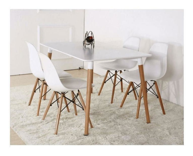 Jedálenský stôl Dirrax 5 (biela matná + buk) (pre 2 osoby)