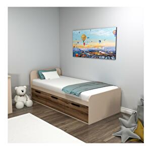 Egyszemélyes ágy 90 cm Pelavi 1 (világos dió + bézs) (ágyráccsal)