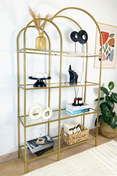 Raft Twinnis (auriu + sticlă)