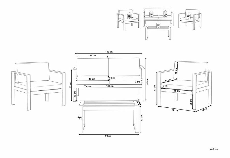 Sedacia súprava Saleri (svetlosivá)