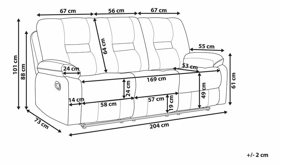 Háromszemélyes kanapé Bev (bézs) (USB porttal)