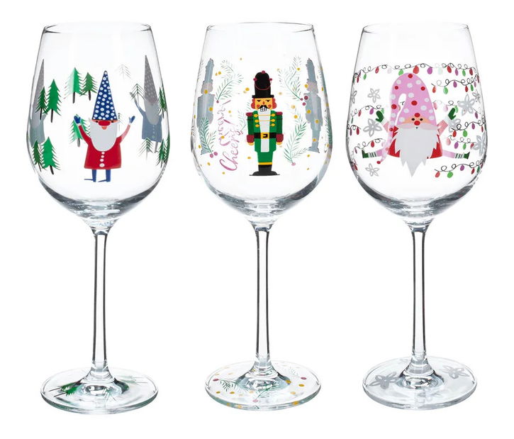 et de 3 pahare de vin 450ml Tipsi trio (motiv de iarnă)