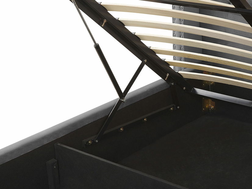 Pat matrimonial 160 cm LUBECK (poliester) (gri) (cu somieră) *vânzare stoc