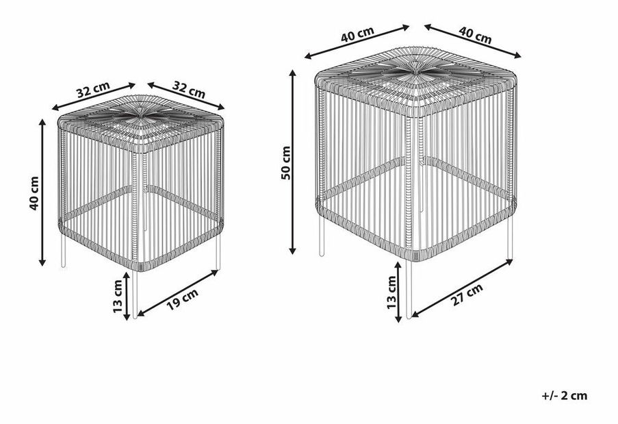 Set 2 ks záhradných konferenčných stolíkov Cordelia (prírodná)