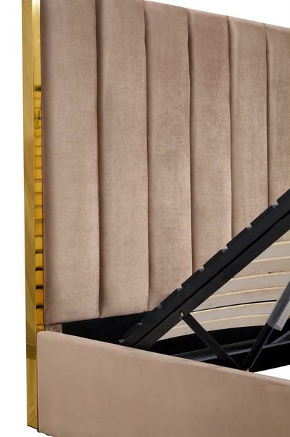 Manželská posteľ 160 cm Palazziosso (s úložným priestorom) (bez matraca) (béžová + zlatá)