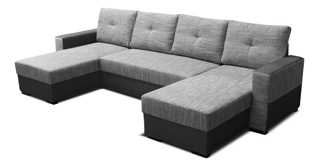 Rohová sedačka U Arenna L+2+L (s taburetkou) (sivá + čierna) (P)