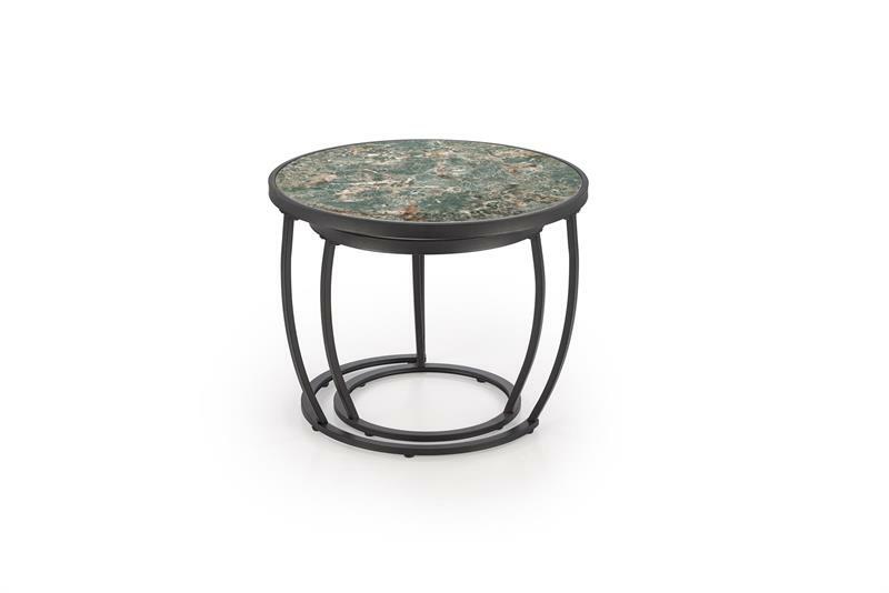 Dohányzóasztal szett (2 db.) Inesz (zöld márvány + fekete)