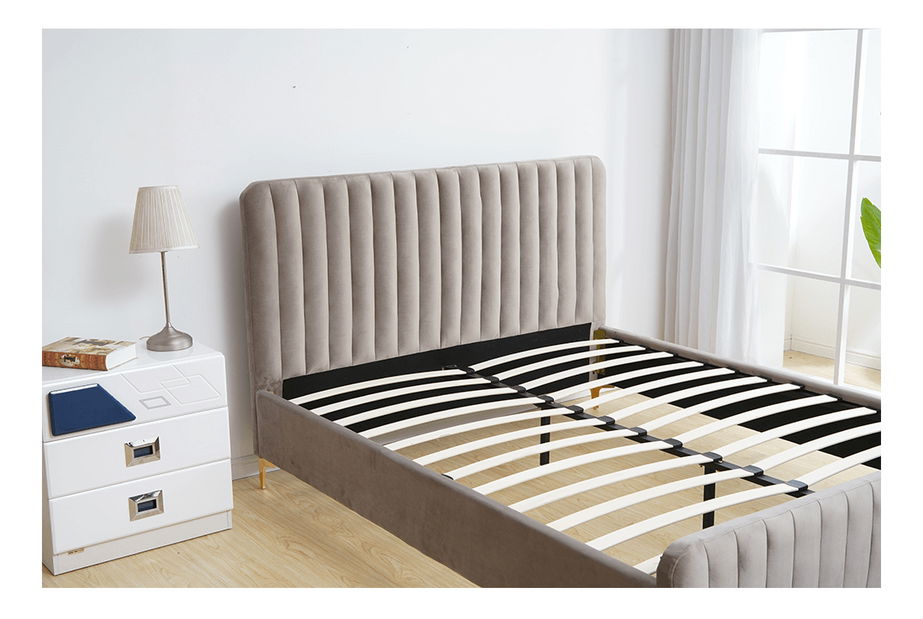 Pat matrimonial 160 cm Karilla (gri maro ) (cu somieră)