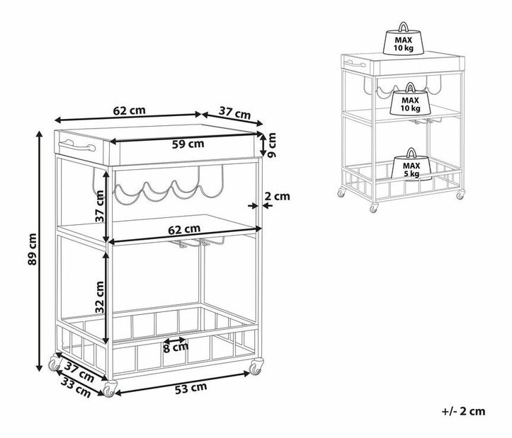 Servírovací stolík Hulza (svetlé drevo)