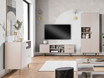 Set mobilier living Newelon II (Cașmir + auriu) 