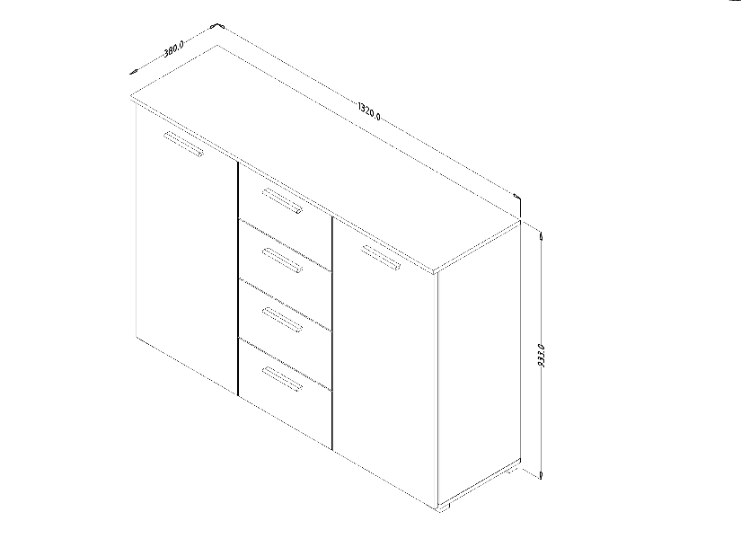 Komoda Verwood Typ 26 (biela + orech)