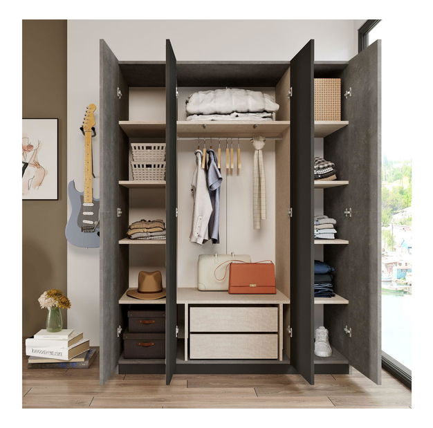 Šatníková skriňa Hammel2 (antracit + sivá)