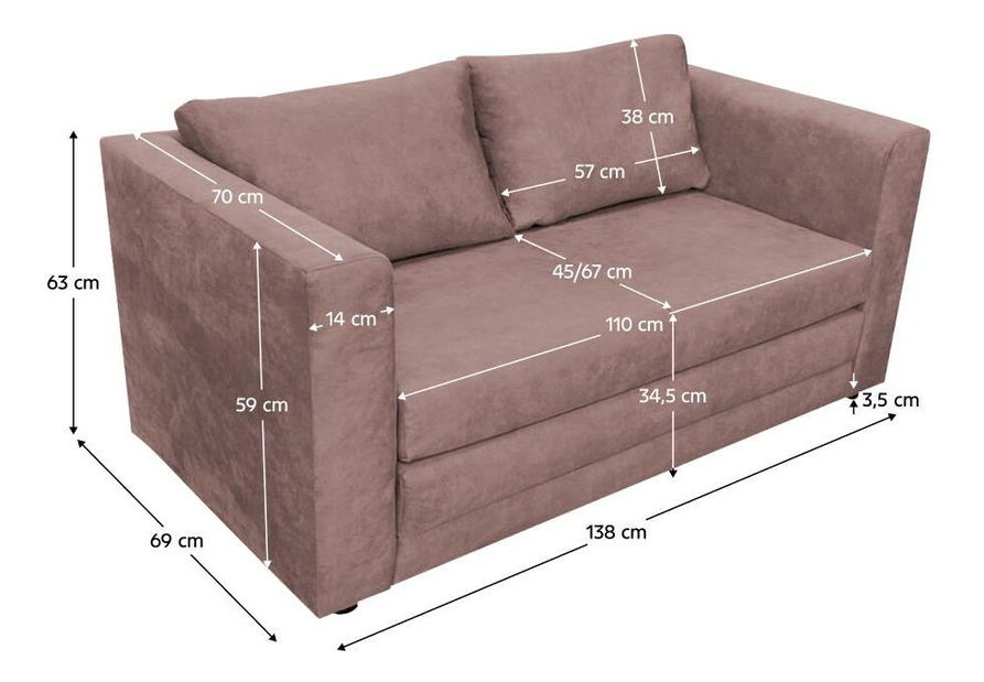 Pohovka Baya (ružová)