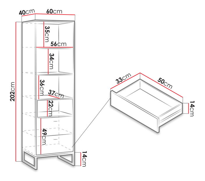 Regal Olevaro OL4 (hrast artisan + crna)