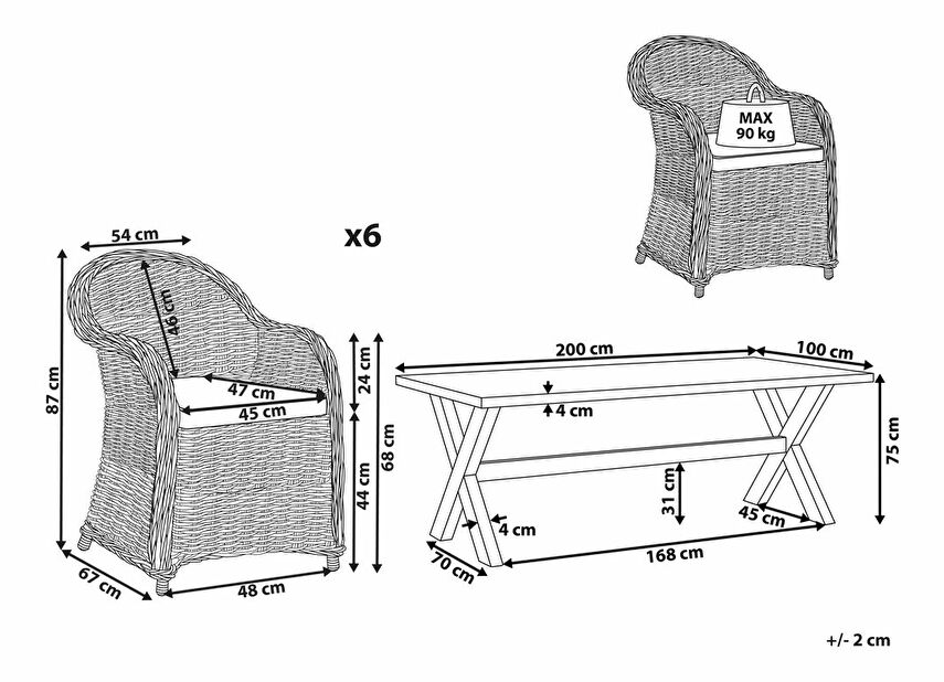 Set mobilier de grădină Sideny/Ollamo (natural) 