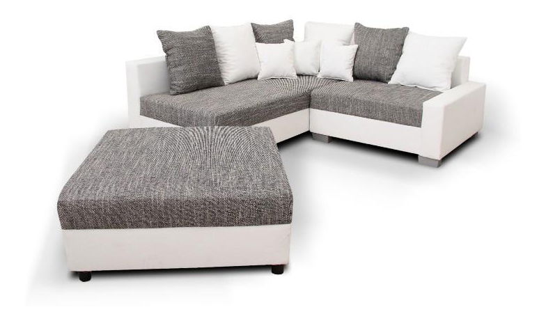 Rohová sedačka Pitton New biela + šedá (P) (s taburetkou)