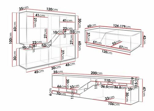 Set mobilier living Bokas II (Alb + Stejar wotan) 