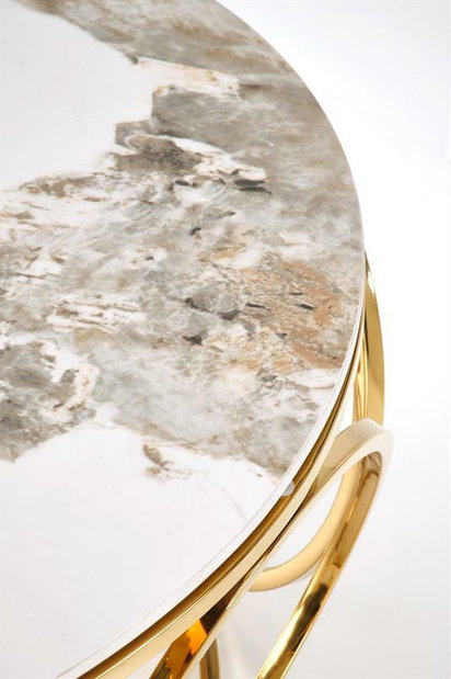Konferenčný stolík Viviana 2 (biely mramor + zlatá)