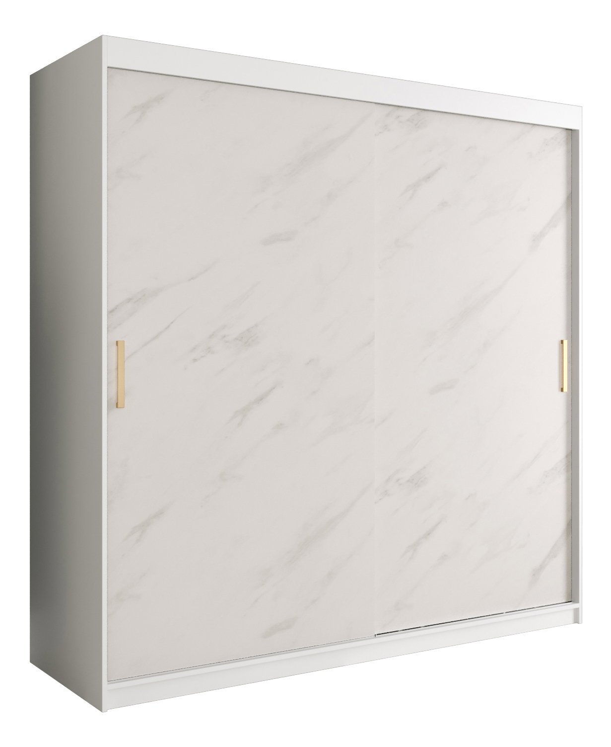 Ruhásszekrény 200 cm Marbelo T (matt fehér + fehér márvány)