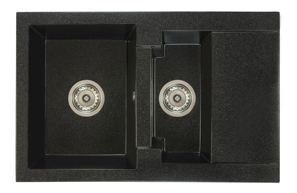 Kuchynský drez Dortuna (čierna + textúra) (s 2 otvormi pre batériu) (P)