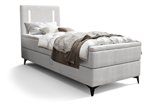 Egyszemélyes ágy 90 cm Ortega Comfort (sötétszürke) (ágyráccsal és matraccal, és tárolóhellyel) (LED világítással)