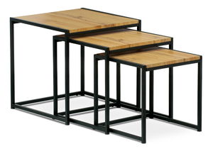 Set 3 buc mese de cafea Ascendio (stejar + negru)