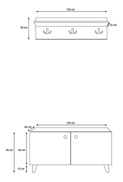 Előszoba bútor Gardi (tölgy + fehér)